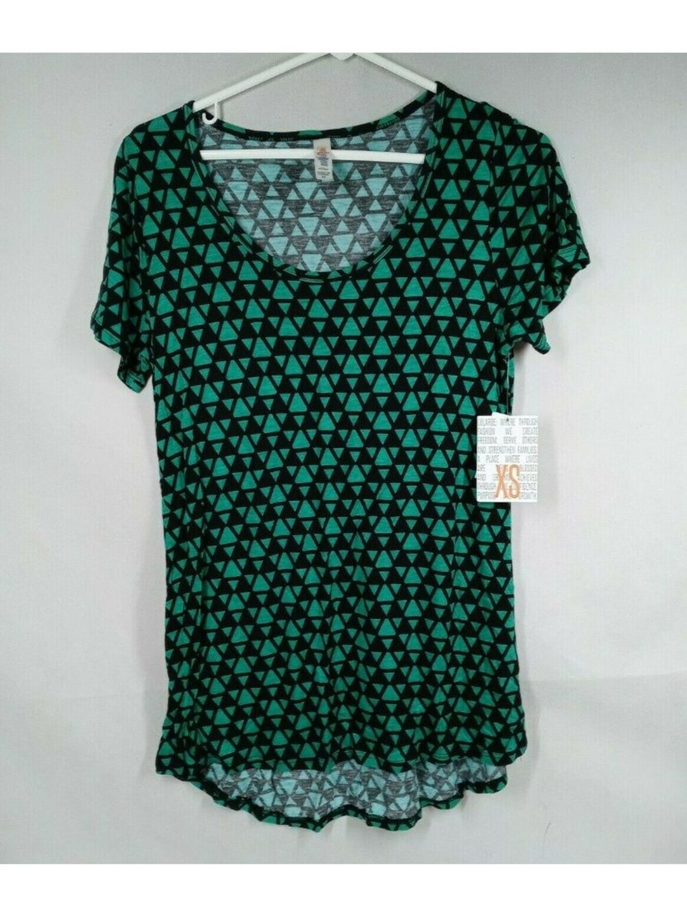 NWT Lularoe Classic T  Black With Green Triangles Size XS